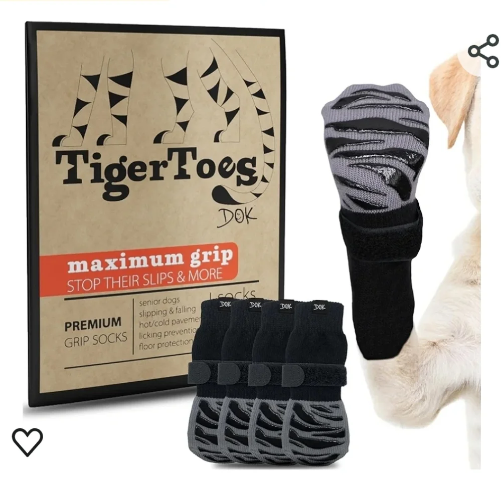 Non-Slip Dog‎ Socks for Hardwood Floors - Extra-Thick Grip paw protection SZ M